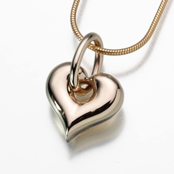 Puff Heart Cremation Pendant with Loop, gold vermeil, 184GV