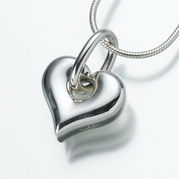 Puff Heart Cremation Pendant with Loop, sterling silver, 184SS