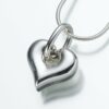 Puff Heart Cremation Pendant with Loop, white gold, 184WG