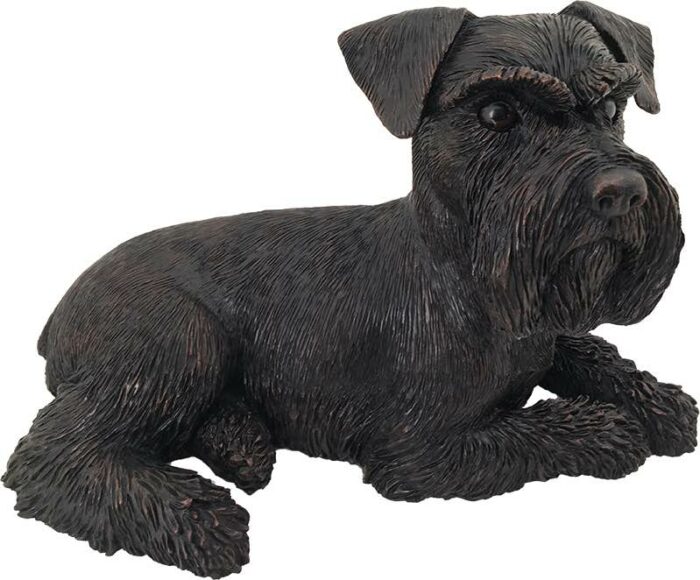 Schnauzer Ears Down dog bronze look large figurine cremation urn