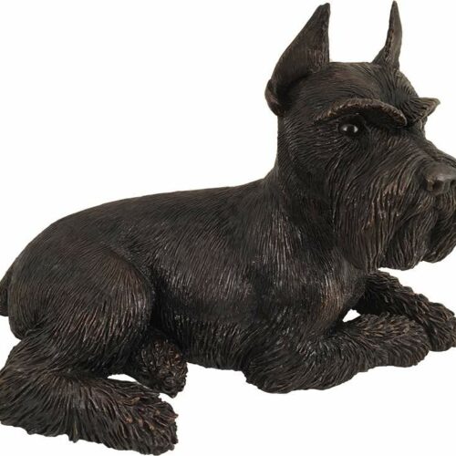 Schnauzer Ears Up dog bronze look large figurine cremation urn