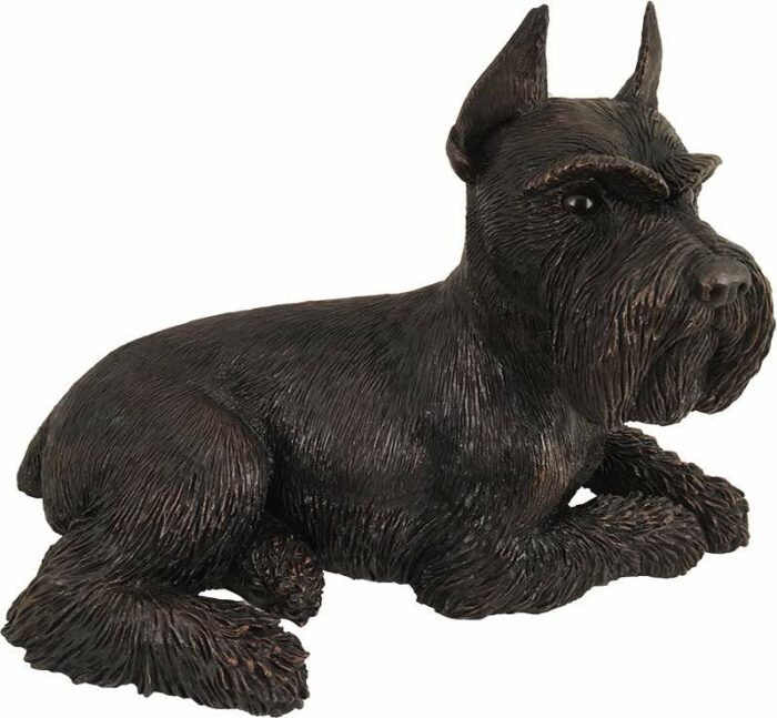 Schnauzer Ears Up dog bronze look large figurine cremation urn