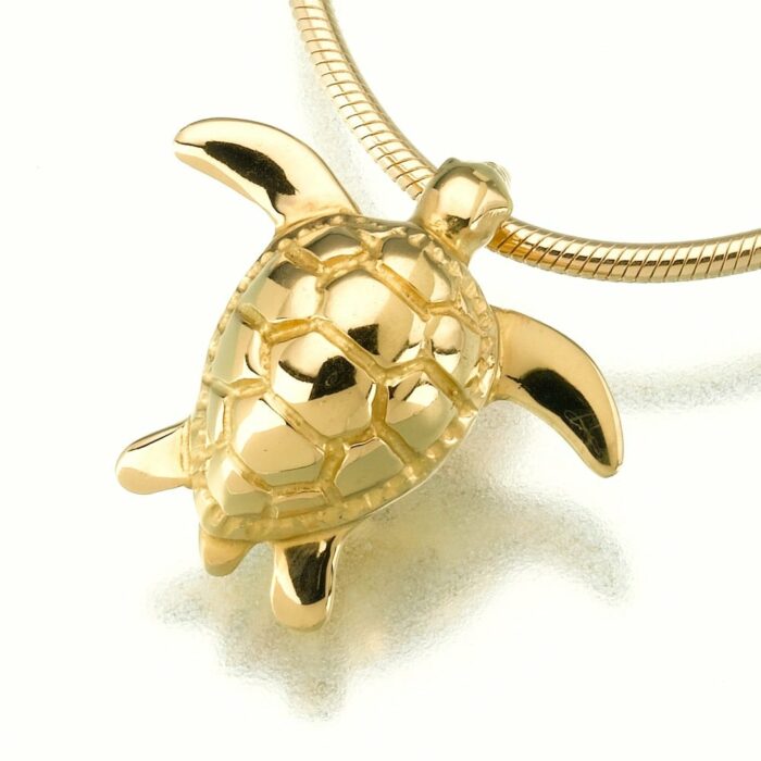 Sea Turtle Cremation Pendant, yellow gold, 157YG