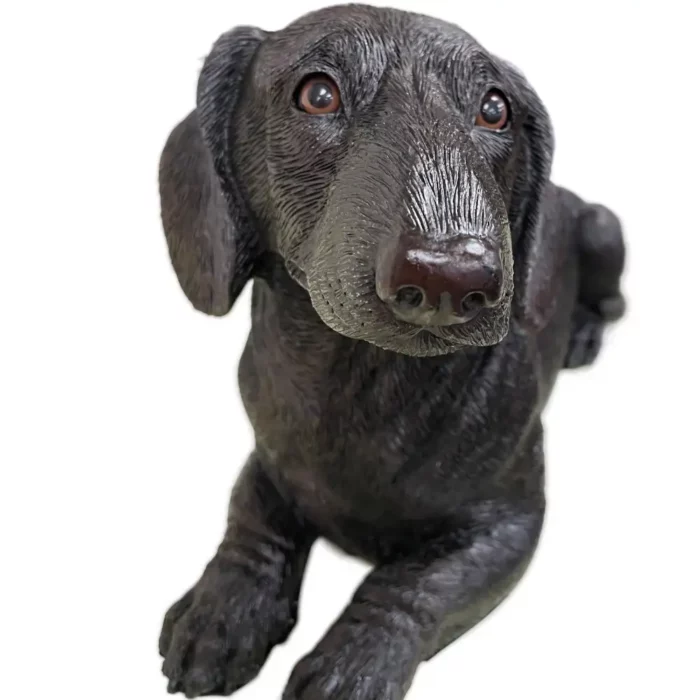 Dachshund dog bronze look large figurine cremation urn - front view