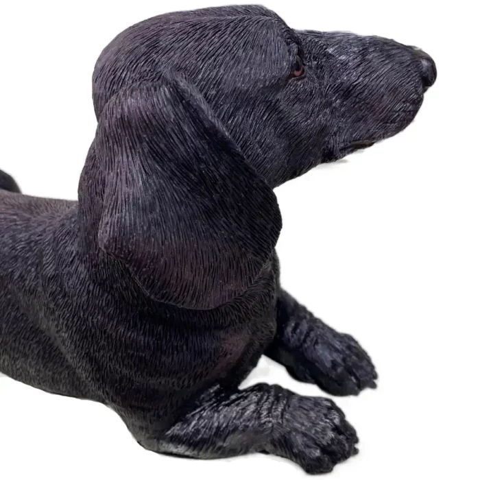 Dachshund dog bronze look large figurine cremation urn - right side view
