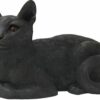 Short-haired cat bronze look large figurine cremation urn