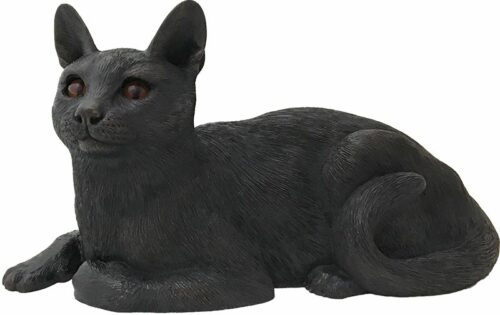 Short-haired cat bronze look large figurine cremation urn