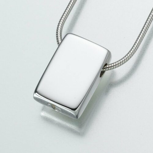 Slide Rectangle Cremation Pendant, white gold, 135WG