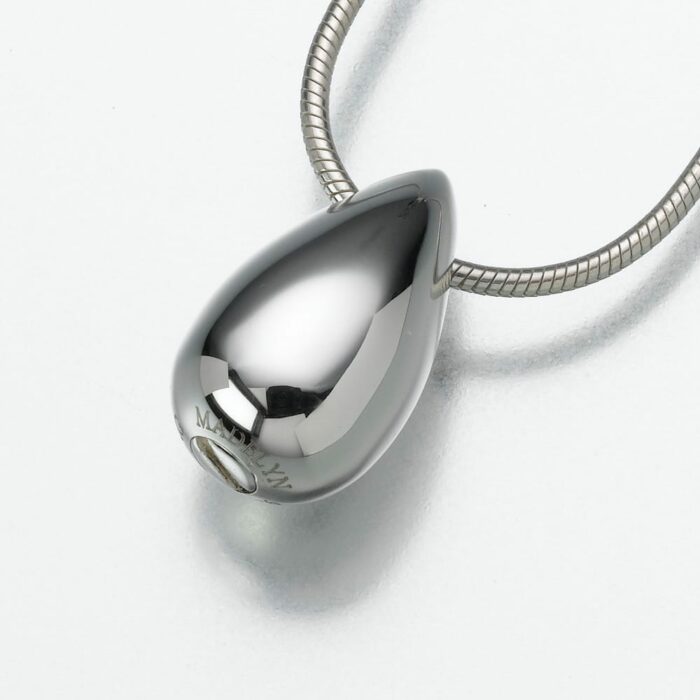 Slide Teardrop Cremation Pendant, white gold, 121WG