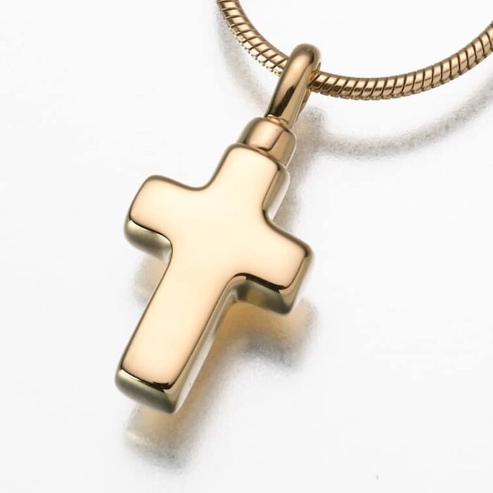 Small Cross Cremation Pendant, gold vermeil, 102GV