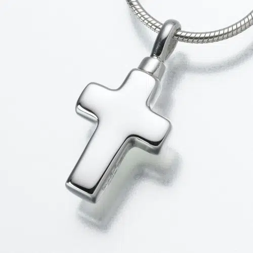 Small Cross Cremation Pendant, white gold, 102WG