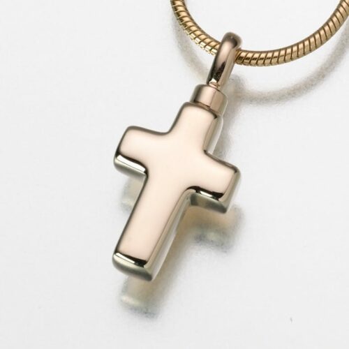 Small Cross Cremation Pendant, yellow gold, 102YG