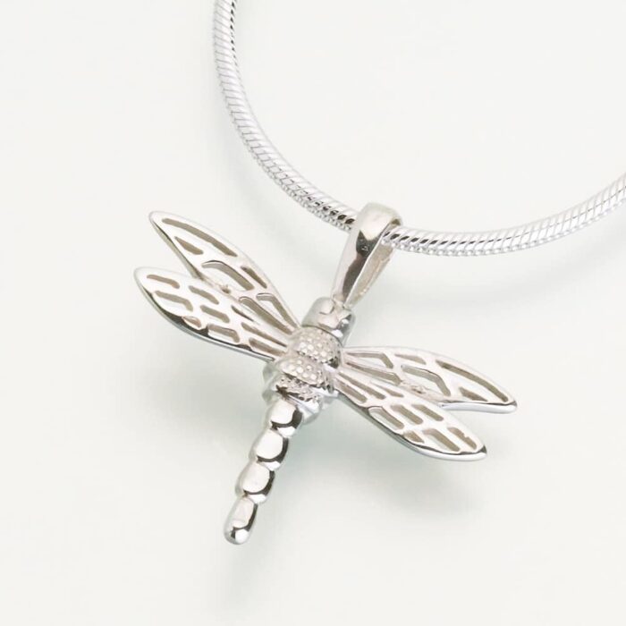 Small Dragonfly Cremation Pendant, white gold, 216WG