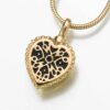 Small Filigree Heart Cremation Pendant, yellow gold, 158YG