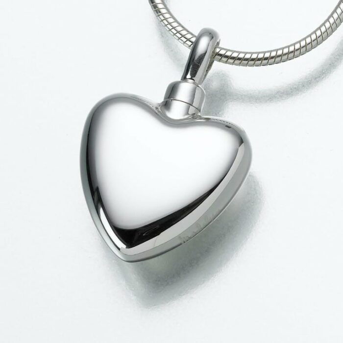 Small Heart Cremation Pendant, white gold, 107WG