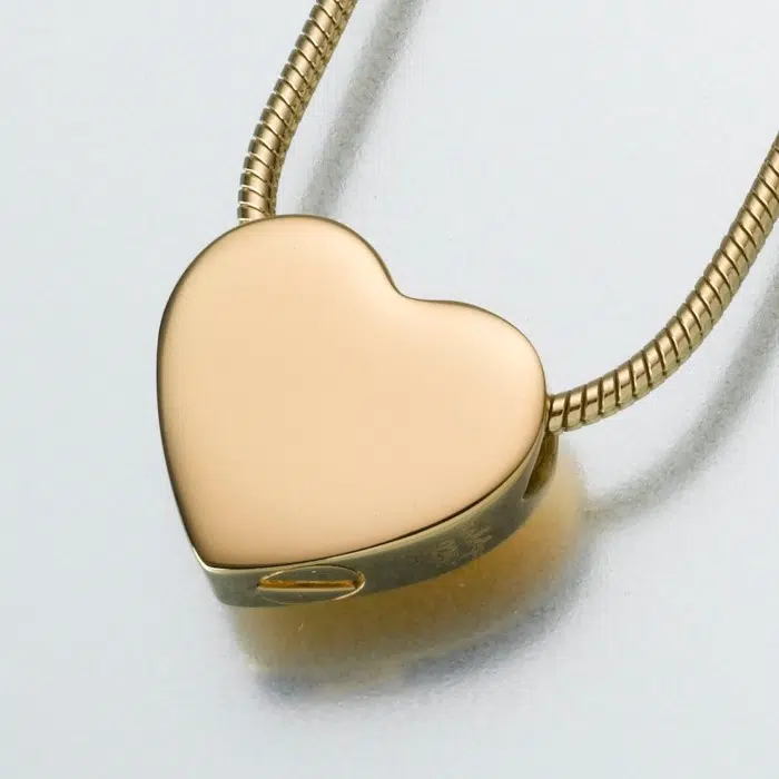 Small Slide Heart Cremation Pendant, gold vermeil, 130GV