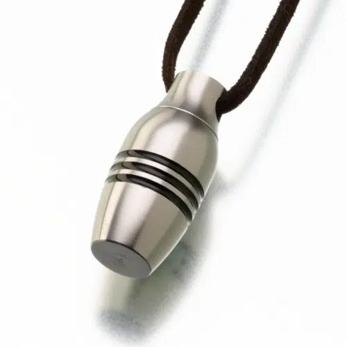 Stainless Steel Urn Cremation Pendant w/ Key Chain and leather cording 193