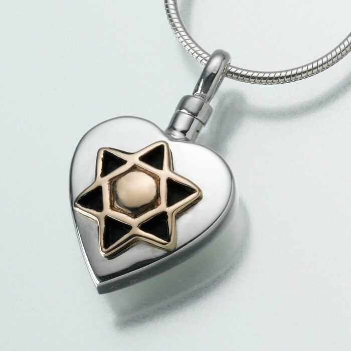 Star of David Cremation Pendant, sterling silver, with gold insert, 119SK