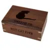 cat silhouette on medium rosewood urn with engraved from and top