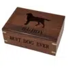 dog silhouette on medium rosewood urn with engraved from and top