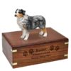 Blue Australian Shepherd Cremation Urn with wood engraving, medium, DF99B