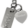 ID necklace with engraved heart charm for cremation figurine