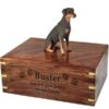 DF101B Red Doberman Pinscher Cremation Urn, with engraved wood