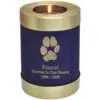 Actual paw print candle holder cremation urn, blue nightfall