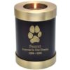 Actual paw print candle holder cremation urn, espresso brown