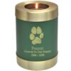 Actual paw print candle holder cremation urn, sage green