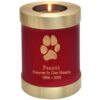 Actual paw print candle holder cremation urn, scarlet red