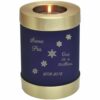 Blue nightfall brass candle holder cremation urn, engraved