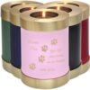 Engravable brass candle holder cremation urn, color samples