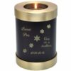 Espresso brown brass candle holder cremation urn, engraved