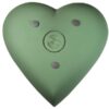 Engraved brass heart cremation urn, sage green, rear view