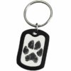 Paw print engraved stainless steel keychain, with silencer