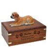 Puggle cremation urn with engraved wood