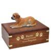 Puggle cremation urn with engraved wood, golf fill