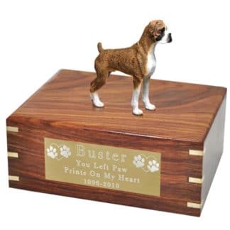 Brindle Boxer Dog Figurine Urn, uncropped ears, large