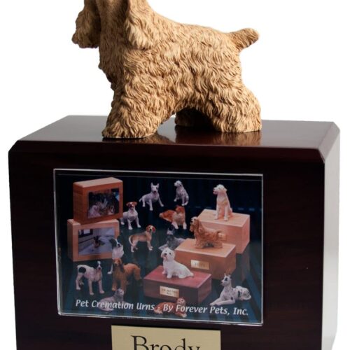 Buff Cocker Spaniel figurine photo cremation urn