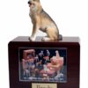 Sitting German Shepherd photo hold figurine wood cremation urn