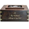 Rosewood photo frame cremation urn, engraved front, gold fill