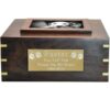 Rosewood photo frame cremation urn, with large engraved brass plate