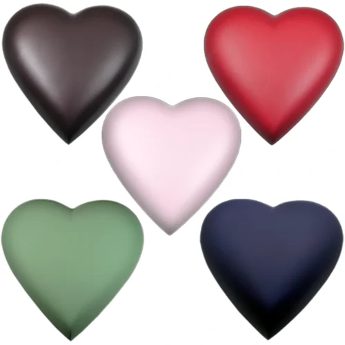 Engraved brass metal heart pet cremation urn, five colors