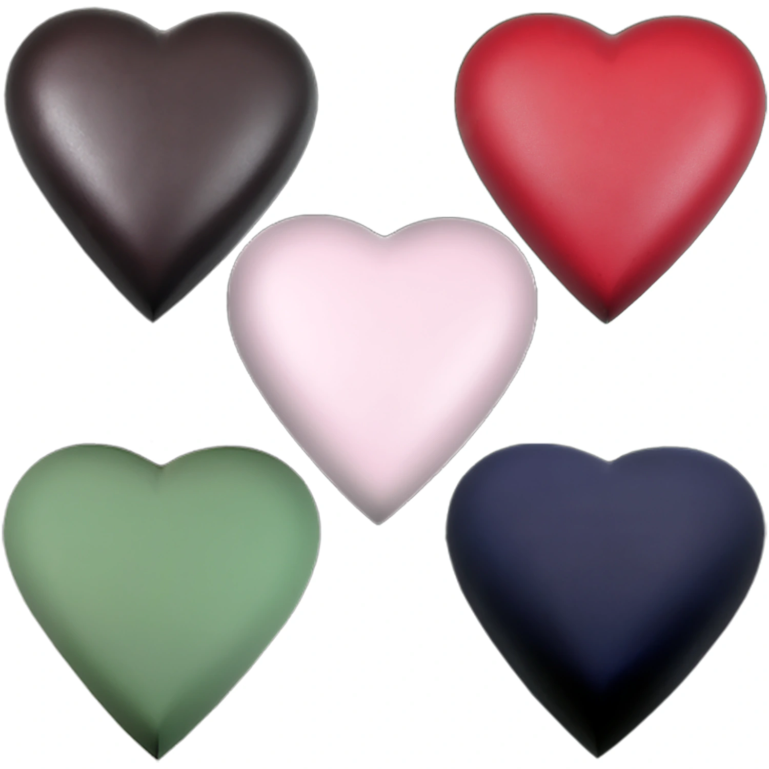 Engraved brass metal heart pet cremation urn, five colors