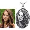 Oval photo print pendant, sterling silver, comparison showing real photo