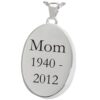 Oval photo print pendant, sterling silver, with block engraving