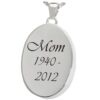 Oval photo print pendant, sterling silver, with script engraving