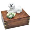 Bichon Frise dog figurine cremation memorial urn