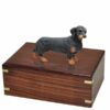 Black Dachshund dog figurine cremation urn, medium